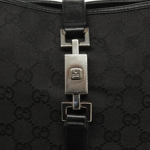 GUCCI GG Canvas Jackie Shoulder Bag Black Silver - Picture 8 of 15